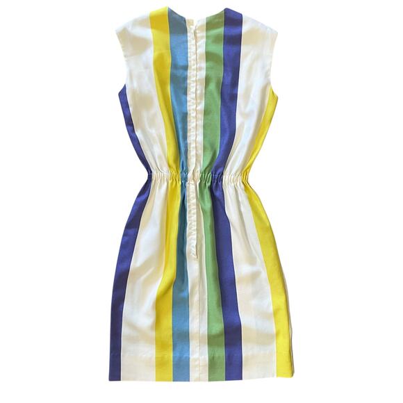 Vintage Stacy Ames 1960s Striped Sleeveless Belted Knee-Length Sheath Dress - Picture 2 of 10